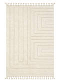 White Maze Beni Ourain rug, ivory wool with raised geometric labyrinth texture