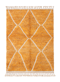 Ochre Diamond, Beni Ourain rug with large cream diamonds on a deep ochre wool ground