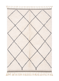 Charcoal Grid, Beni Ourain rug with dense charcoal diamond grid on ivory wool