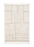Cream Block, Beni Ourain rug with irregular carved rectangular forms in cream wool