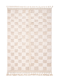 Sand Check, Beni Ourain rug with soft checkerboard pattern in cream and sand wool