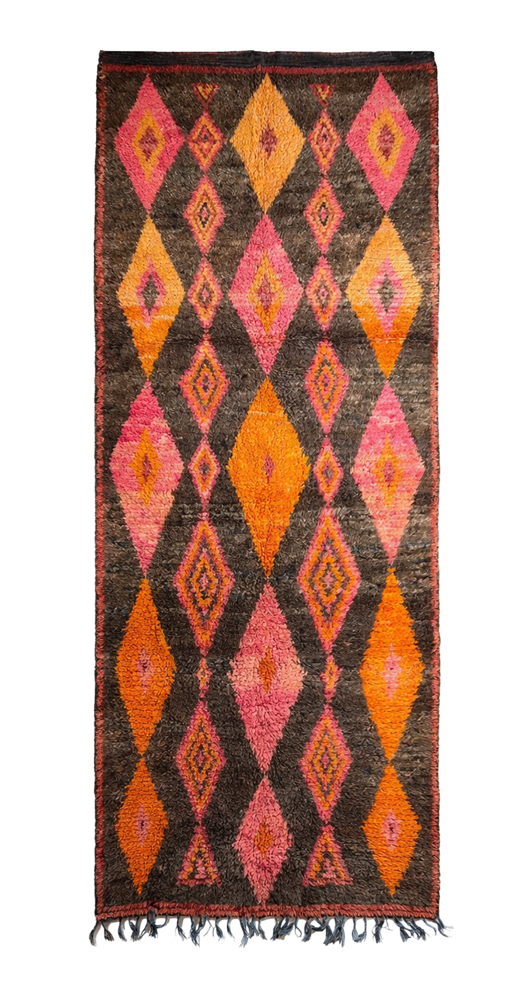 Decorative rug with geometric pattern on a white background