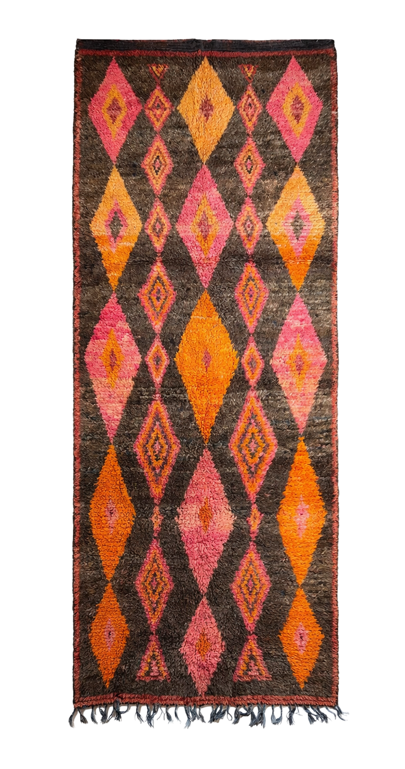 Decorative rug with geometric pattern on a white background