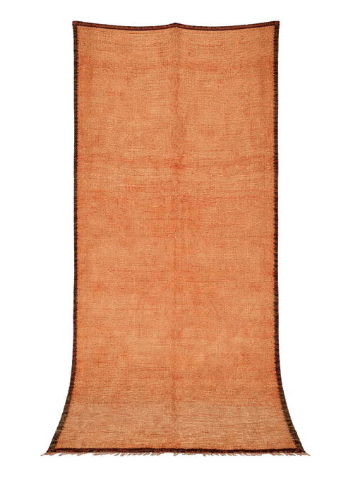 Burnt Field - Vintage Persian Gabbeh rug in warm ochre with dark contrasting borders