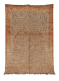 Desert Grid - Vintage Beni M'Guild rug with layered geometric diamond patterns in sandy tones and blue-grey