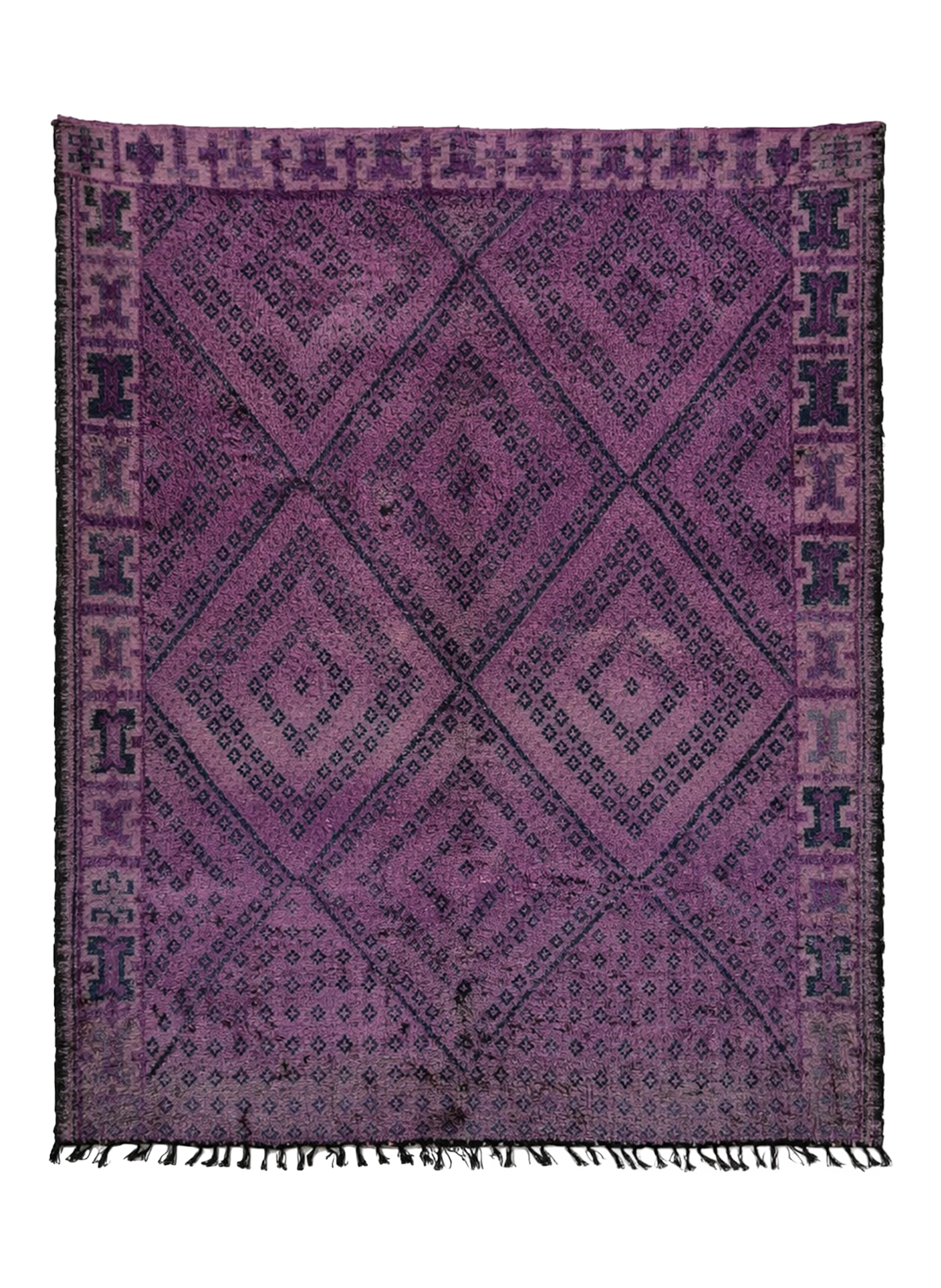 Indigo Field - Vintage Beni M'Guild Gerno rug with deep indigo and purple diamond motifs