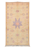 Sand Compass - Vintage Turkish Anatolian rug with central star medallion on sandy ground with lavender accents