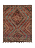 Sand Totem - Vintage Turkish Anatolian kilim with central diamond medallion in burnt orange, red, and muted teal